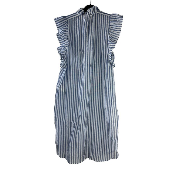 NWT Maeve Anthropologie Sleeveless Long Tunic Ruffle Button Striped Blue Small - Picture 3 of 16
